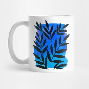 Black branches - blue background Mug